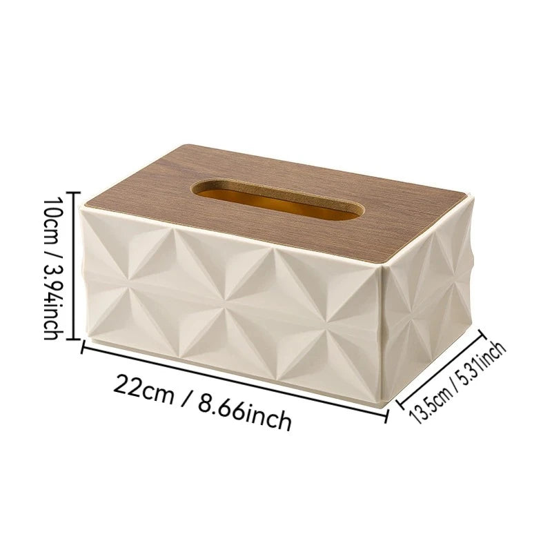 1pc Large Capacity Corrugated Tissue Box Minimalist Desktop Storage with A Sturdy Solid Wood Lid Space Saving Home Decor Piece