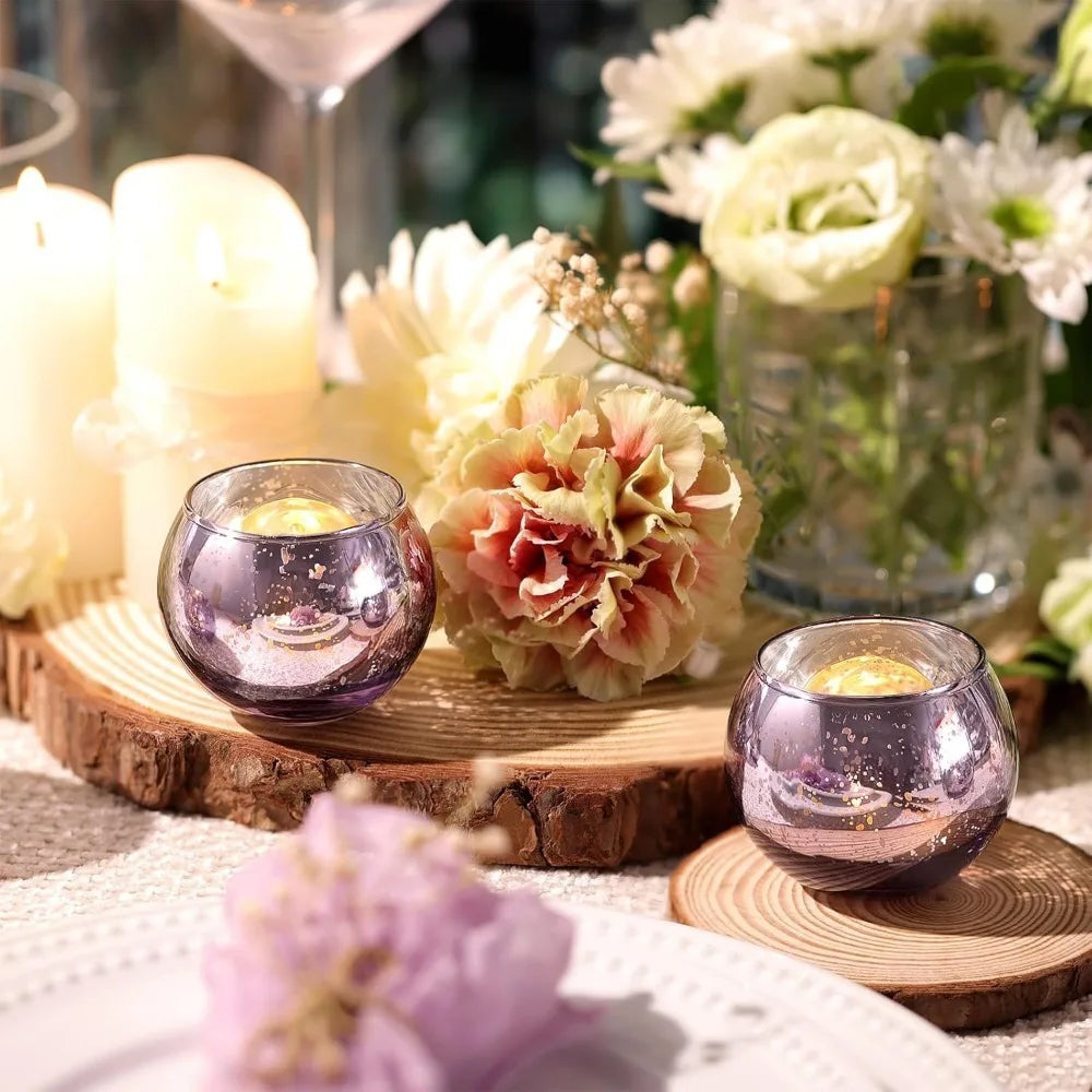 6/12 Pcs Assorted Votive Candle Holders Mercury Tealight Candle Holder Glass Wedding Table Decorations for Home Birthday Party