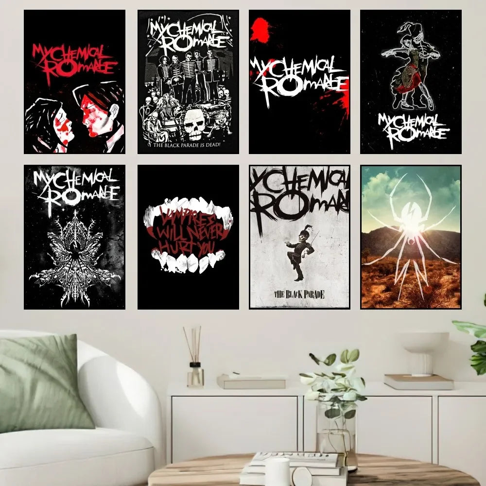 Classic Abstract Wall Art, Halloween Skeleton Romance Band, HD Canvas Print Poster, Home Living Room Bedroom Decoration