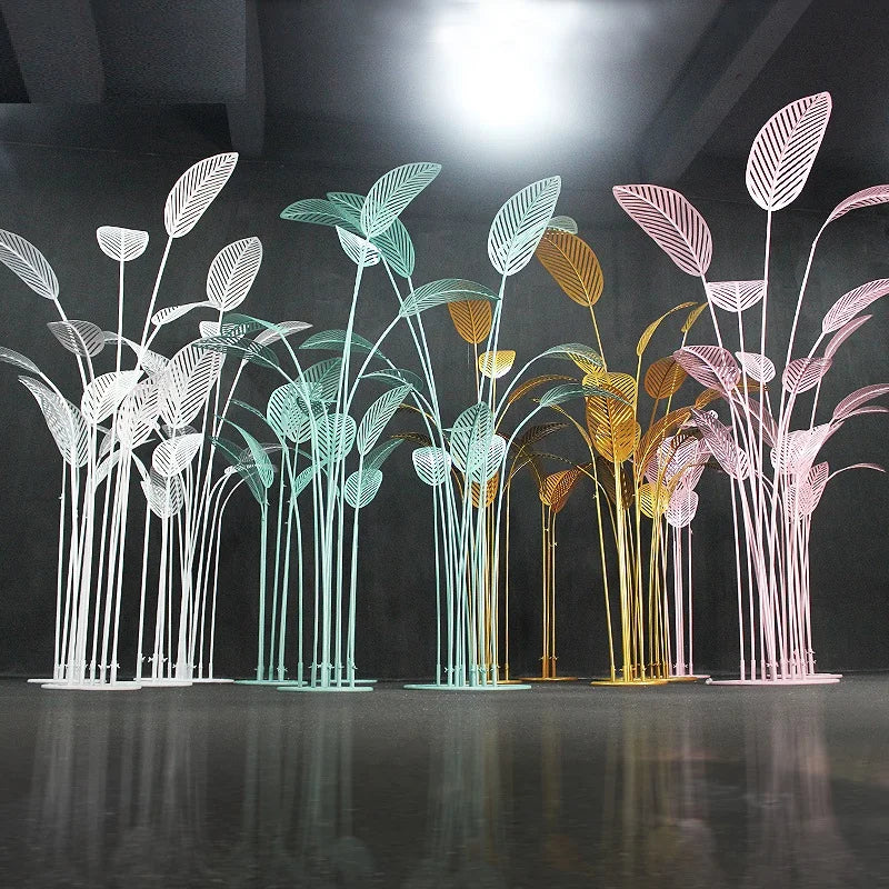 New Style Wedding Props Guide Wrought Iron Art Banana Tree Leaf Road Lead Outdoor Arrangemnet Scene T Stage Hotel Decoration