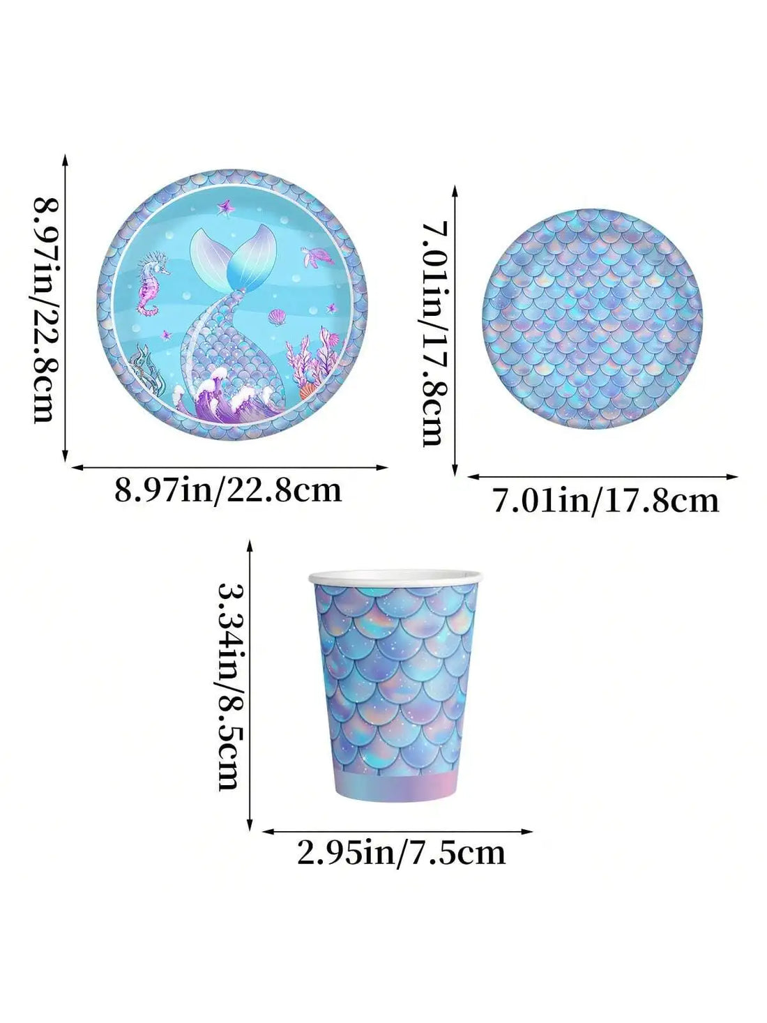 Mermaid Party Disposable Tableware Little Mermaid Tail Paper Plates Napkin Tablecloth Girls Birthday Party Under Sea Theme Decor