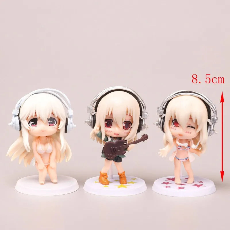 7 Styles Japan Anime SUPERSONICO Action Figure Toys Super Sonico Swimwear version Q Collection model Decoration toy