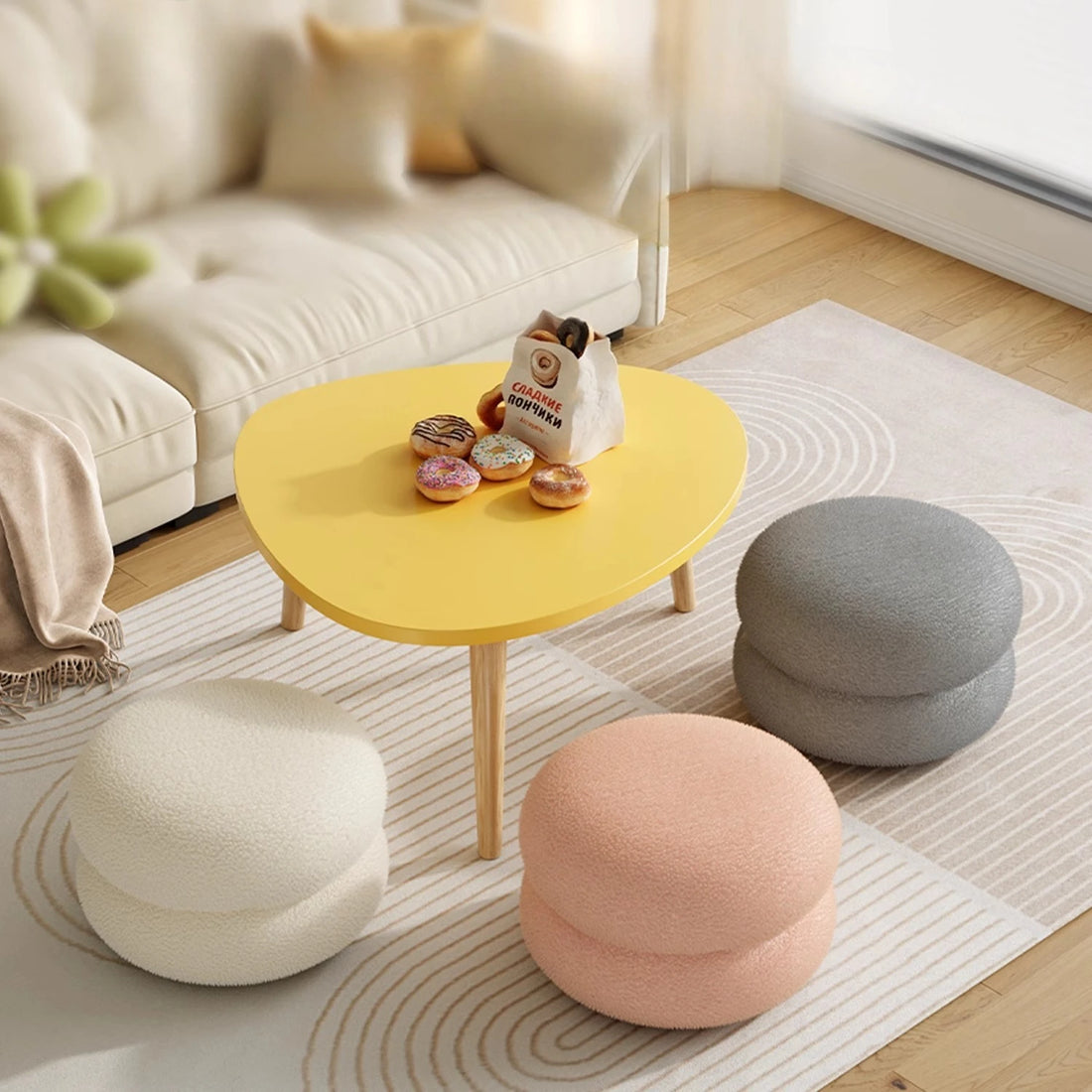 Change Shoe Bench Makeup Seat Porcelain Stool Lounge Footrest with Thick Cushion Modern Velvet Padded Stool Space-Saving Gift