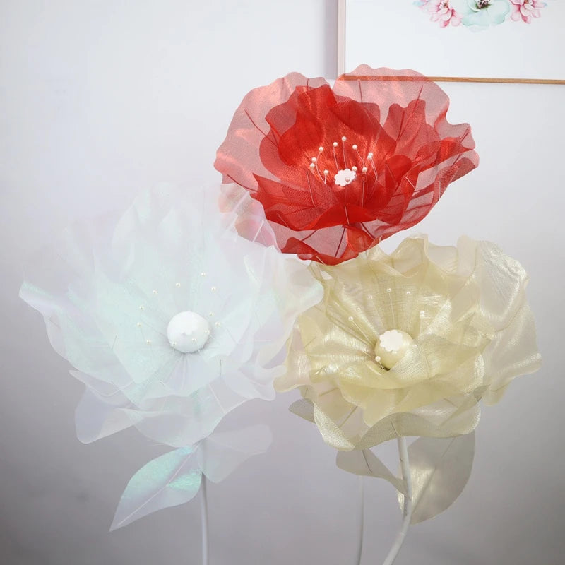 DIA 50CM Artificial Iridescent Silk Screen Flower Poppy Flower Outdoor Wedding Party Decoration Window Display Shooting Props
