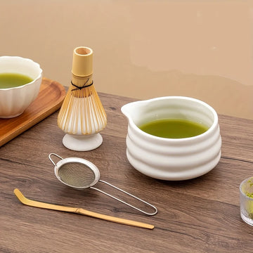 4PCS/5PCS Ceramic matcha set with mouth bowl high-value tea ordering tool Japanese matcha bowl, the perfect gift for gifting