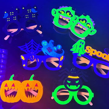 Halloween Neon Eyeglasses Novelty Toy Glasses Cosplay Halloween Party Favor for Kid Glasses Pumpkin Spider Web Ghost Bat Eyewear