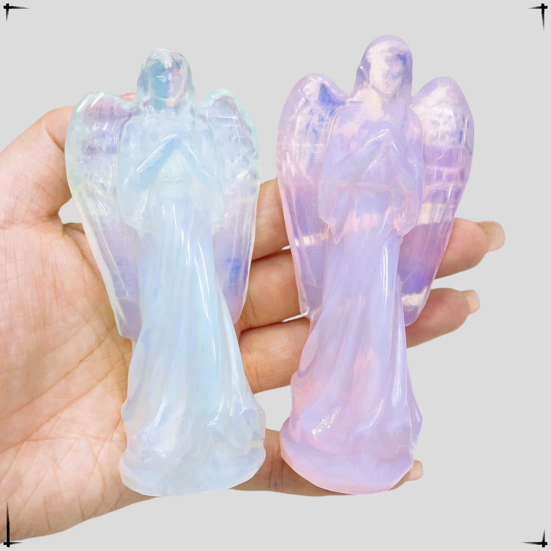 105MM Angel Statue Natural Crystal Raw Stones White Jade Angel Hand Carved Model Figurine Crystal Healing Home Decoration Gifts