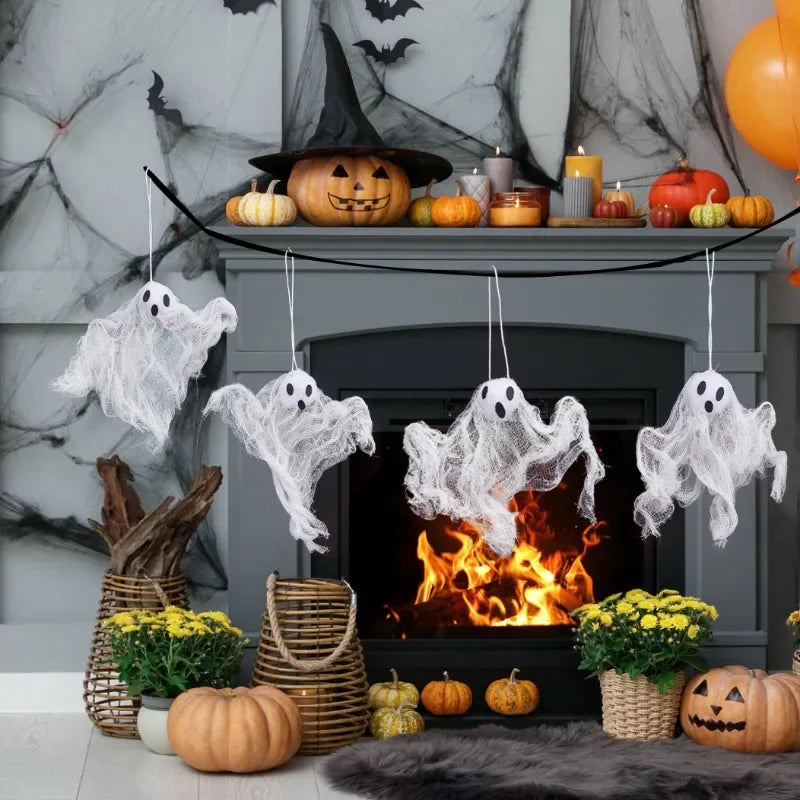 6-24PCS Halloween Ghost Banner Hanging Decoration Spooky Garden Patio Prop for Haunted House Party Halloween Gift Decoration