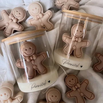 2pcs Christmas Gingerbread Man Cup Scented Candles Holiday Gifts Home Atmosphere Scented Candles Soybean Mixed Wax