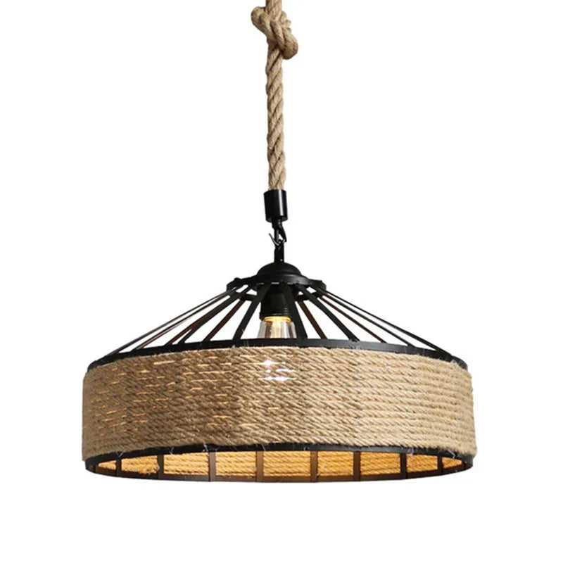 Hand-woven Nordic Vintage Chandelier Industrial Twine Kitchen Bar Dining Room Decor Adjustable Overhead Lighting 30/40/50cm