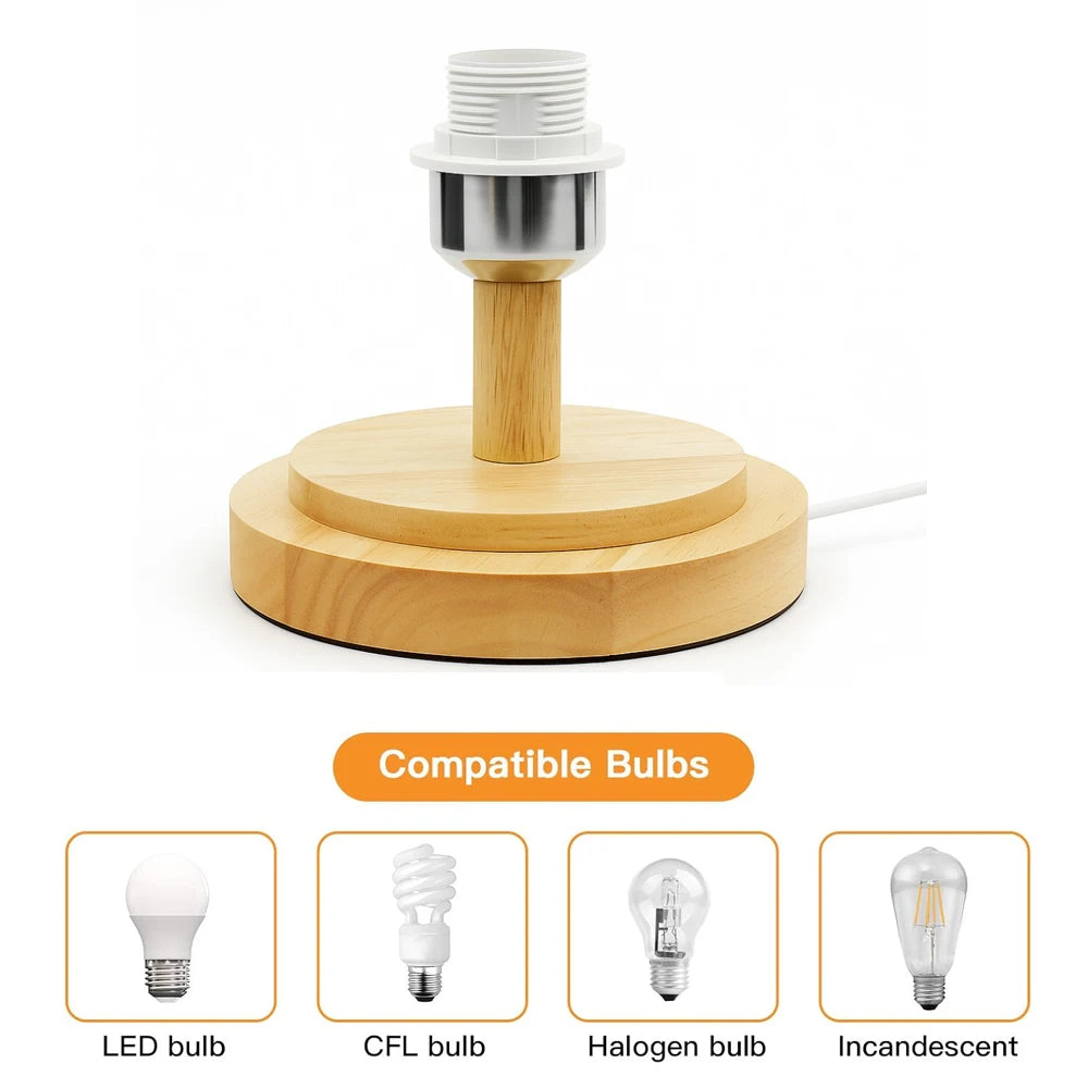 JOYINLED Wooden Lamp Base E26 E27 Screw Light Bulb Holder Sockets Desk Lamp Table Light Base Lamp Replacement for Holding Bulb