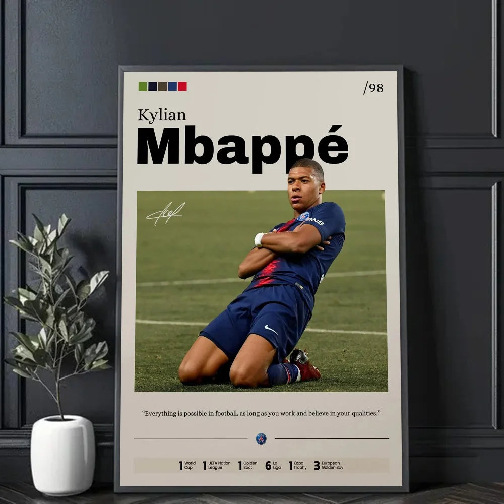 Kylian Mbappé Poster Sports Poster Soccer Print Decor Football Legend Wall Art Fan Gift
