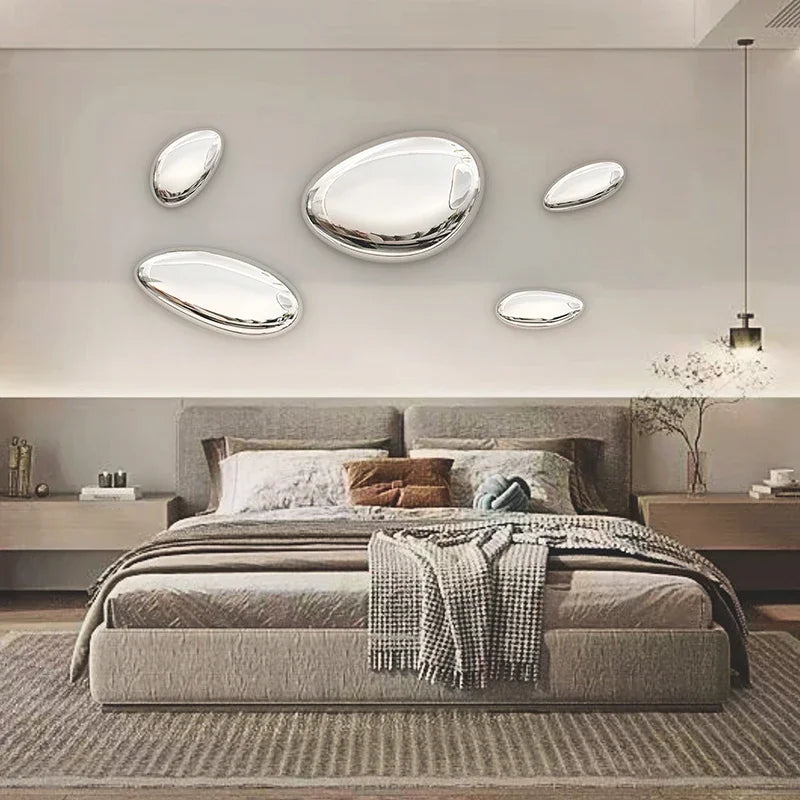 Hotel Pendant European Style Imitation Stainless Steel Goose Egg Stone Wall Decoration Creative Water Drop Wall Decoration