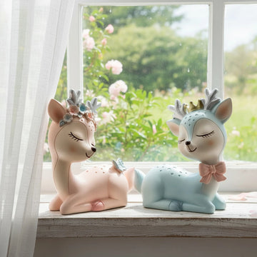 1PC, creative cartoon little sika deer decorative gift resin ornament, cute girl home decoration