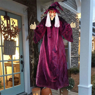 Sound Activated Hanging Witch Halloween Prop Scary Screaming Ghost Decoration Large Glowing Haunted House Spooky Bar Decor