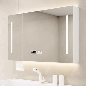 Smart Led Bathroom Mirror Cabinet Wall Mounted Storage Vanity Led Light Anti Fog Touch Sensor Makeup Shaving Mirror Household
