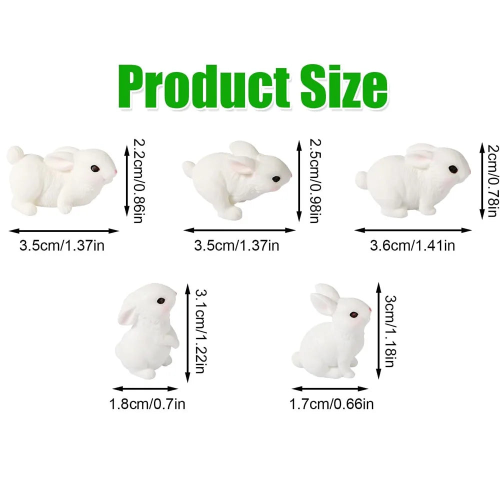 5/10PCS Cute Small Resin Rabbits Miniatures - Fairy Garden Animals Ornament, Micro Landscape Home Plants DIY Craft Decoration