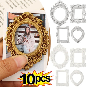Retro Resin Mini Photo Frames Golden Simulation Relief Photo Frame European Exquisite Relief Picture Frame Dollhouse Ornaments