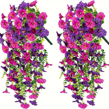 2pcs Artificial Hanging Flowers UV-Resistant Fake Plants Hanging Rattan Perfect for Home Garden Weddings Versatile Outdoor Decor