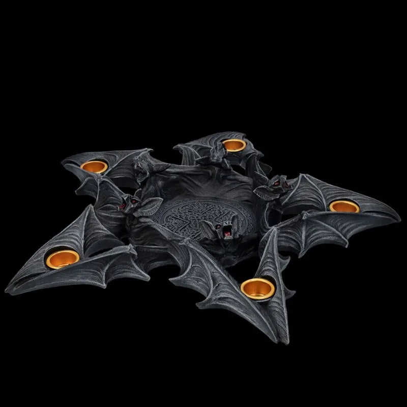 Halloween Decoration Gothic Bat Candle Stand Home Decor Resin Candle Holder Ornament Craft Gifts