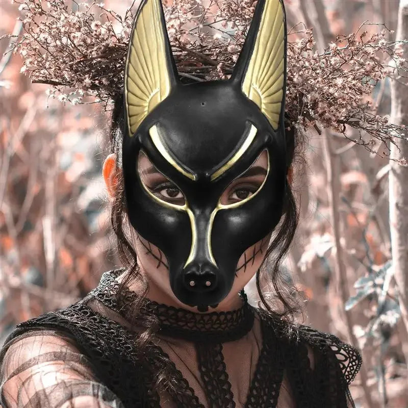 Retro Halloween Mask Cosplay Props Anubis Mask Man Miss Halloween Decor Plastic Festival Arty Props Cosplay Adult Masks