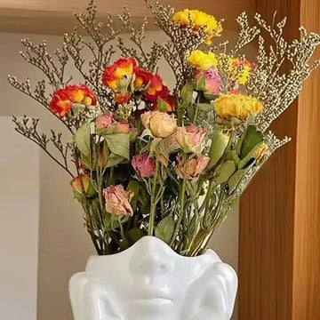 Ins Nordic Style Vinyl Vase Thinking Girl Shaping Art Flower Planter Personalized And Creative Decor Handicrafts Ornament