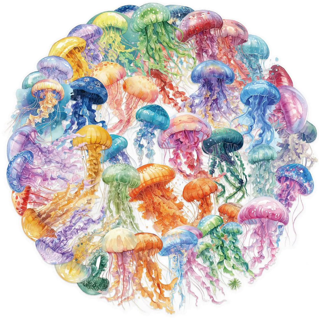 50Pcs Transparent Cartoon Color Jellyfish Series Stickers Suitcase Phone Case Water Bottle Waterproof Decoration Diy Sticker