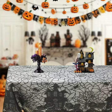 Halloween Decoration Lace Tablecloth Spider Web Placemats Table Cover Decor Horror Halloween Party Decoration Set Haunted House