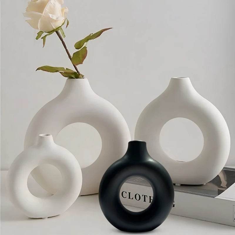 1 piece round vase decoration, imitation ceramic vase, suitable for wedding vase decoration, home living room flower arrangement