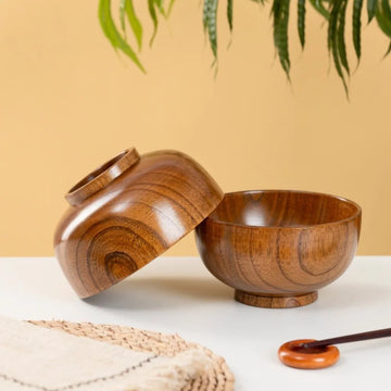 New Japanese Style Wooden Bowls Handmade Crafts Soup Bowls Food Containers Household Wooden Utensils Tableware Wooden Bowls