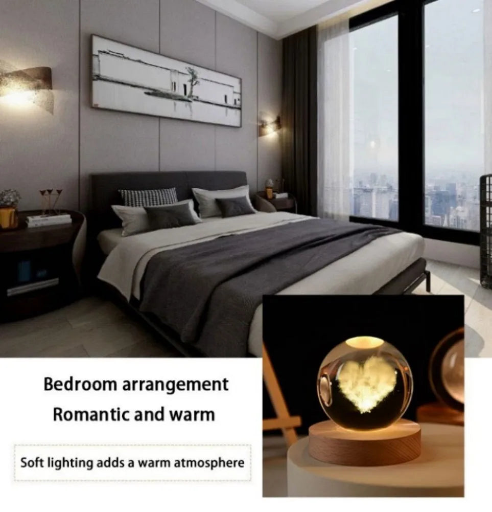 【7910 hot sales Upgrade Switch】3D Crystal Ball Glass Planet Night Light Galaxy Astronomy Birthday Gift Home Desktop  christmas