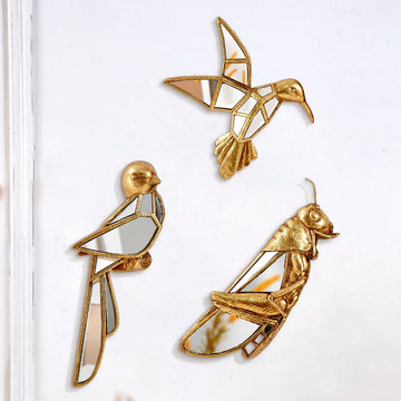 1PC, resin material gold sparrow locust home decoration wall hanging, family party animal house creative hanging ornament