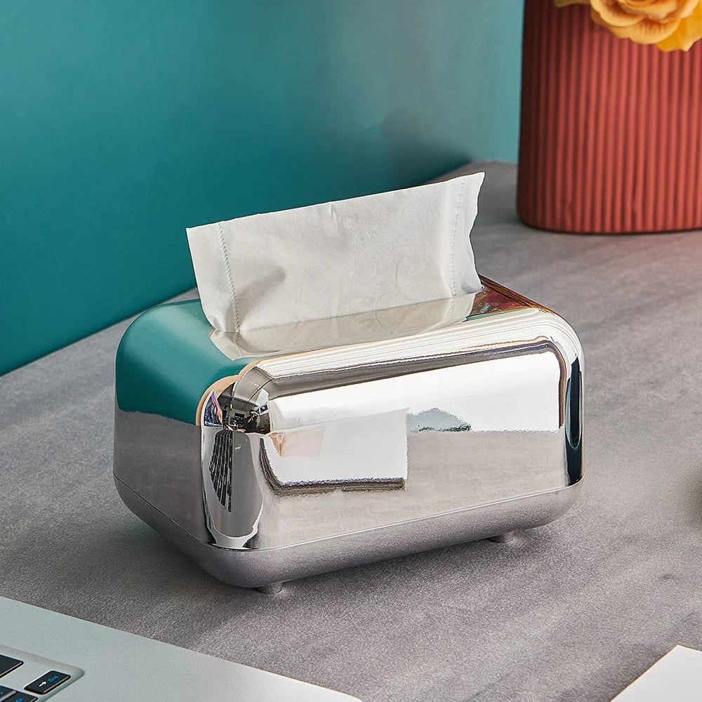 Luxury Golden Tissue Boxes Storage Napkin Holder Paper Case Organizer Ornament Craft Desktop Tissue Holder Kitchen Tissue Box "