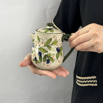 Olive Green Ceramic Flower Oil Pot Home Use Large Capacity Oil Bottle  Soy Sauce Olive Oil Storage Container Kitchen Accessories