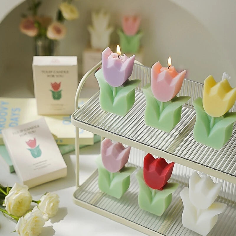 Tulip Scented Candles, Simulated Plant Shapes, Handmade DIY Candles, Party Decorations, Christmas and Birthday Gifts