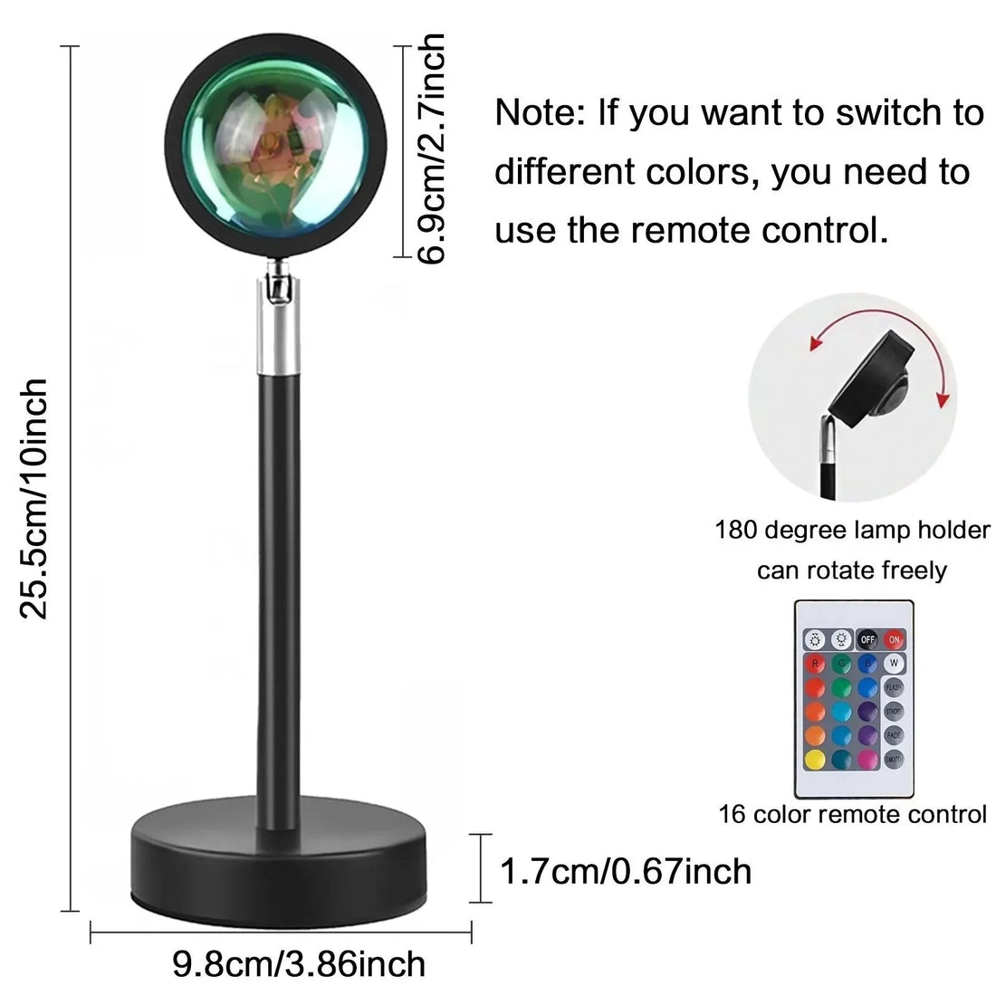 Romantic Sunset Projection LED Night Light USB Powered Rainbow Color Rotating Modern Home Decor Floor Lamp