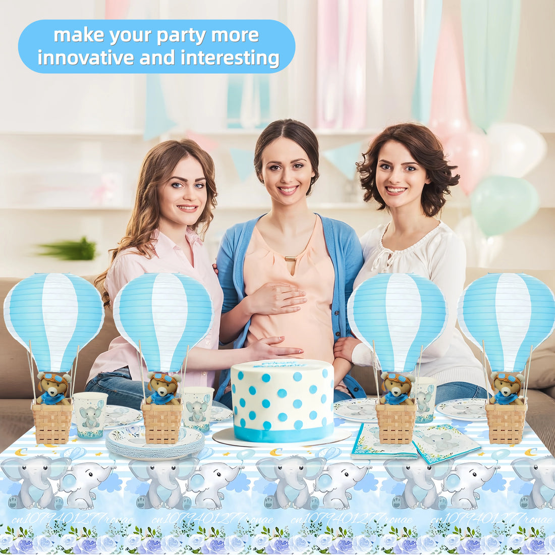 8-16PCS Hot Air Balloon Paper Lanterns Table Centerpieces Decoration DIY Wooden Boxe with Stick for Baby Shower Birthday Wedding