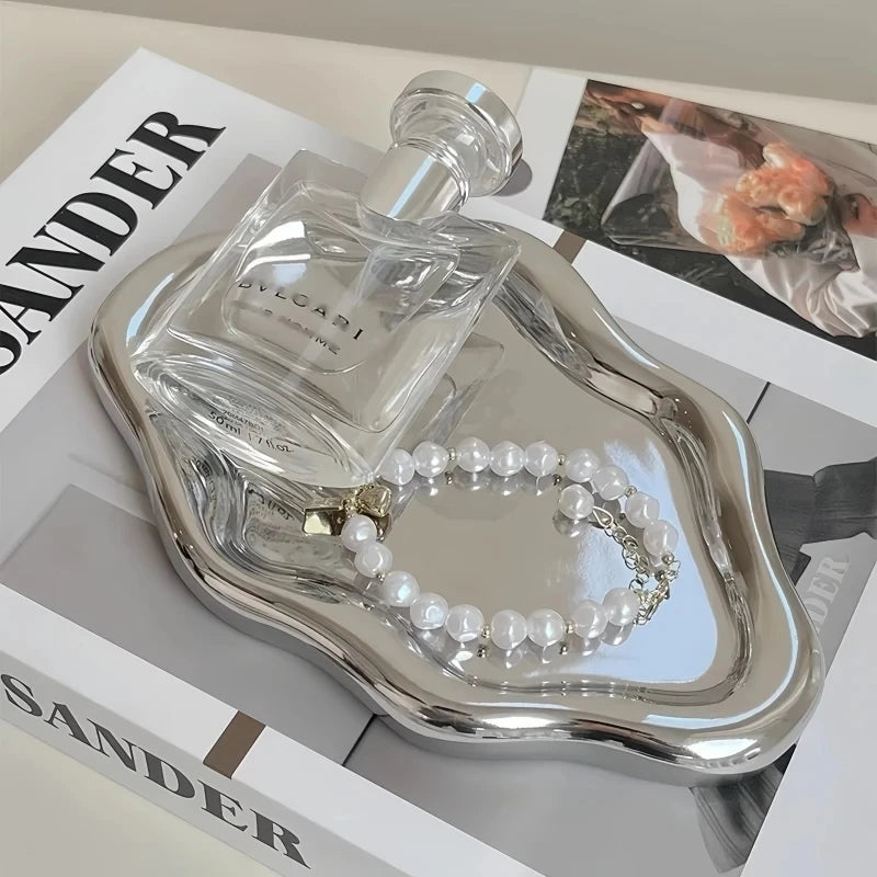 Cloud-Shaped Jewelry Tray Decorative Plate for Rings Earrings Bracelets & Necklaces Plastic Vanity Tray for Women Bedroom Decor