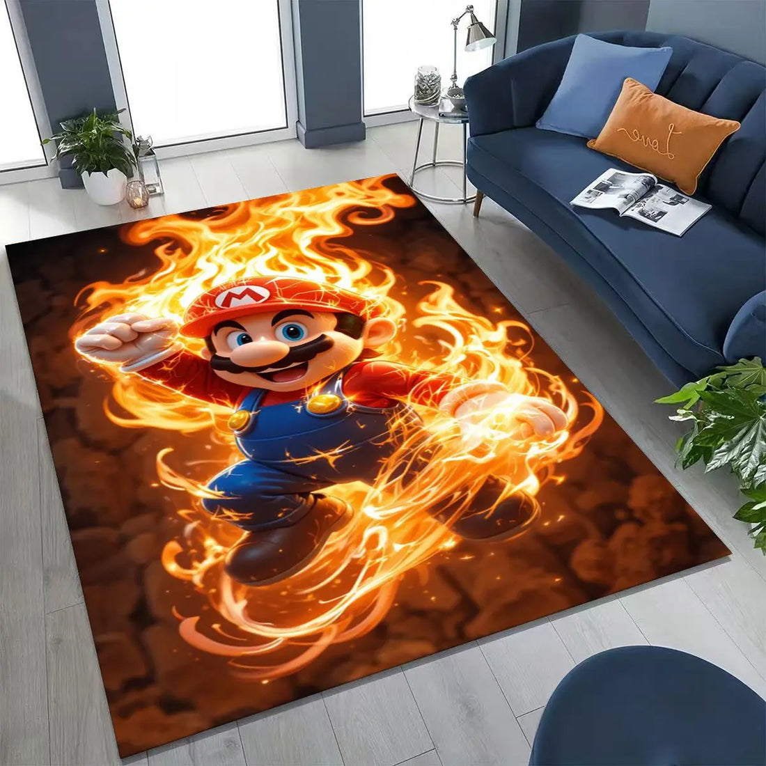 2026 New Retro Mario Cartoon Gift Rug for Bedroom Living Room Sofa Home Doormat Decor, Large Kids Play Non-slip Floor Mat