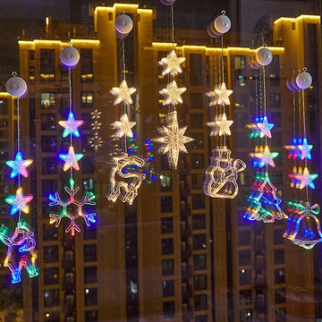 Christmas LED Suction Cup Lights Santa Claus Snowflake Elk Window Decoration Christmas Home Decoration New Year Lights Navidad
