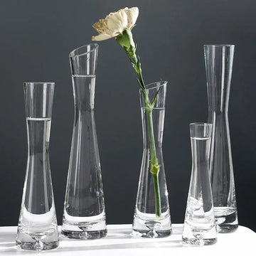 Transparent Glass Flower Vase Small Vase Simple Hydroponics Plant Flower Vase Creative European Living Room Home Wedding Decor