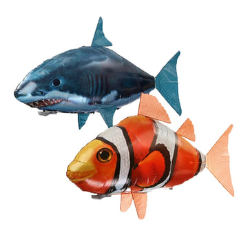 Creative Remote Control Flying Fish Shark Clownfish Electric Air Inflatable Flying Fish Party Decoration RC Animal Toy For Kids