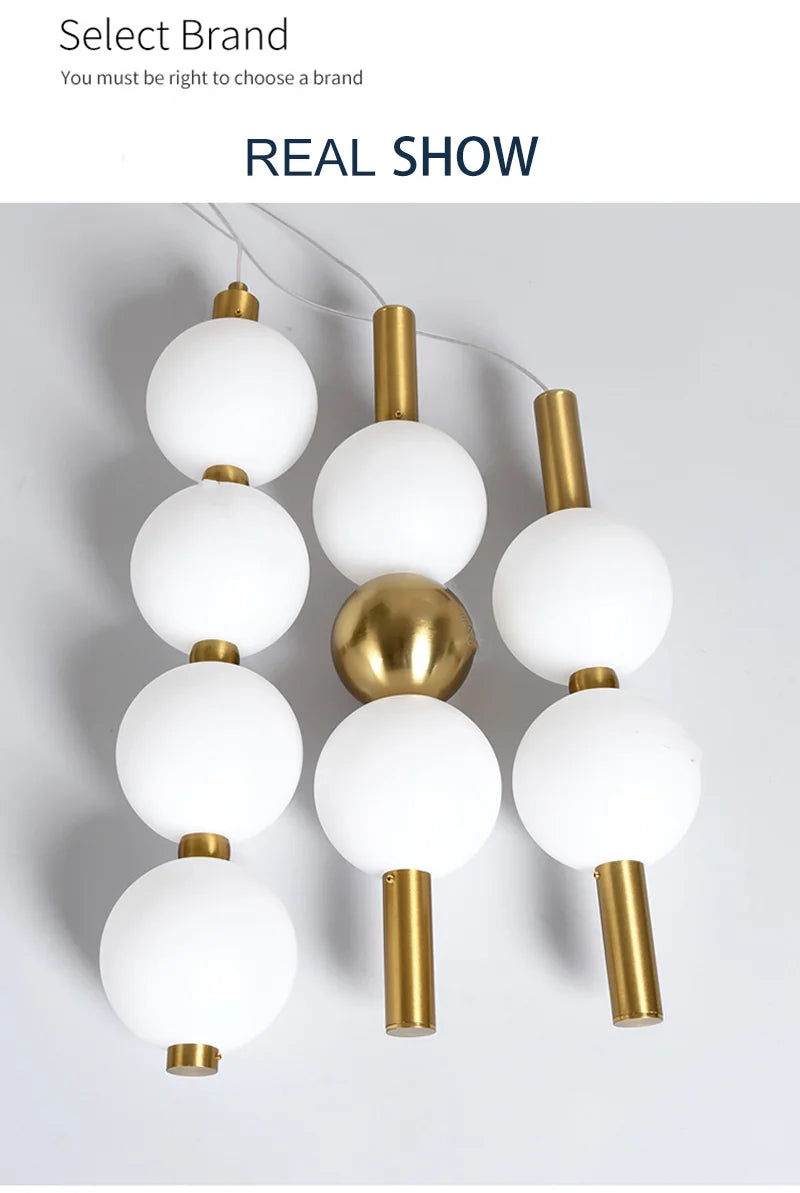 Designer Led Pendant Chandelier for Cafe Bar Bedroom Bedside Kitchen 4 Heads Round Ball Hanging Lighting Fixture Home Decor
