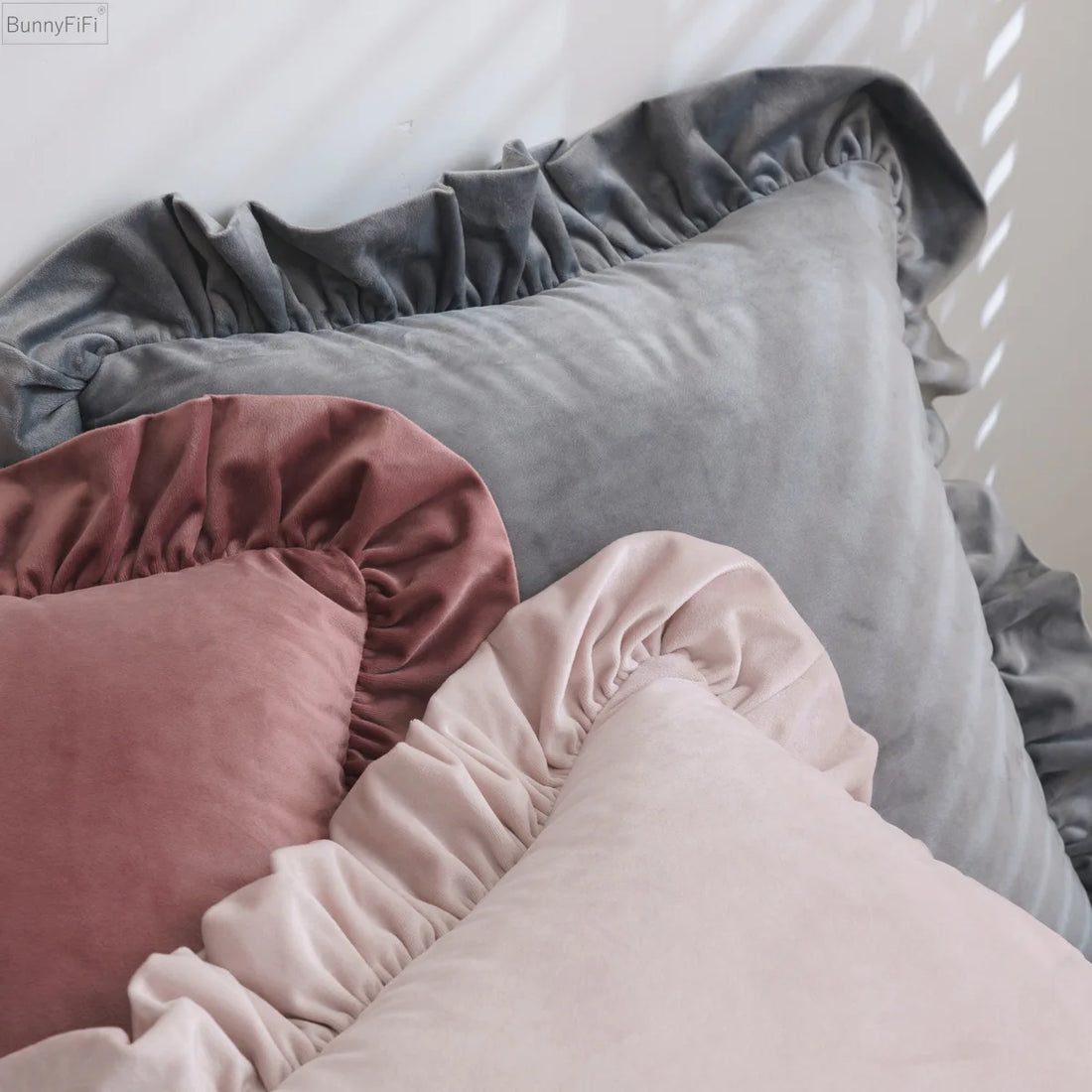 Ruffled Modern Solid Simple Color Cushion Cover Velvet Sofa Office Car Soft Backrest Pillowcase Pillow Cover 30x50 45x45 50x50cm