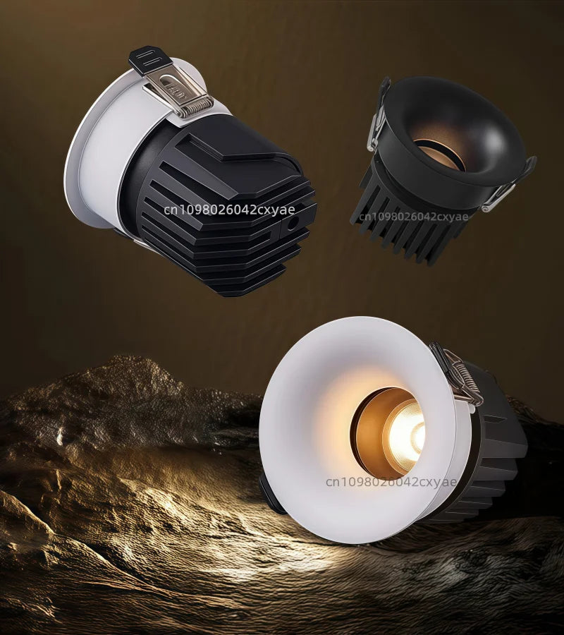 Dimmable LED downlights, anti-glare ceiling lights, AC85-265V LED spotlights, living room and kitchen indoor lighting bulbs