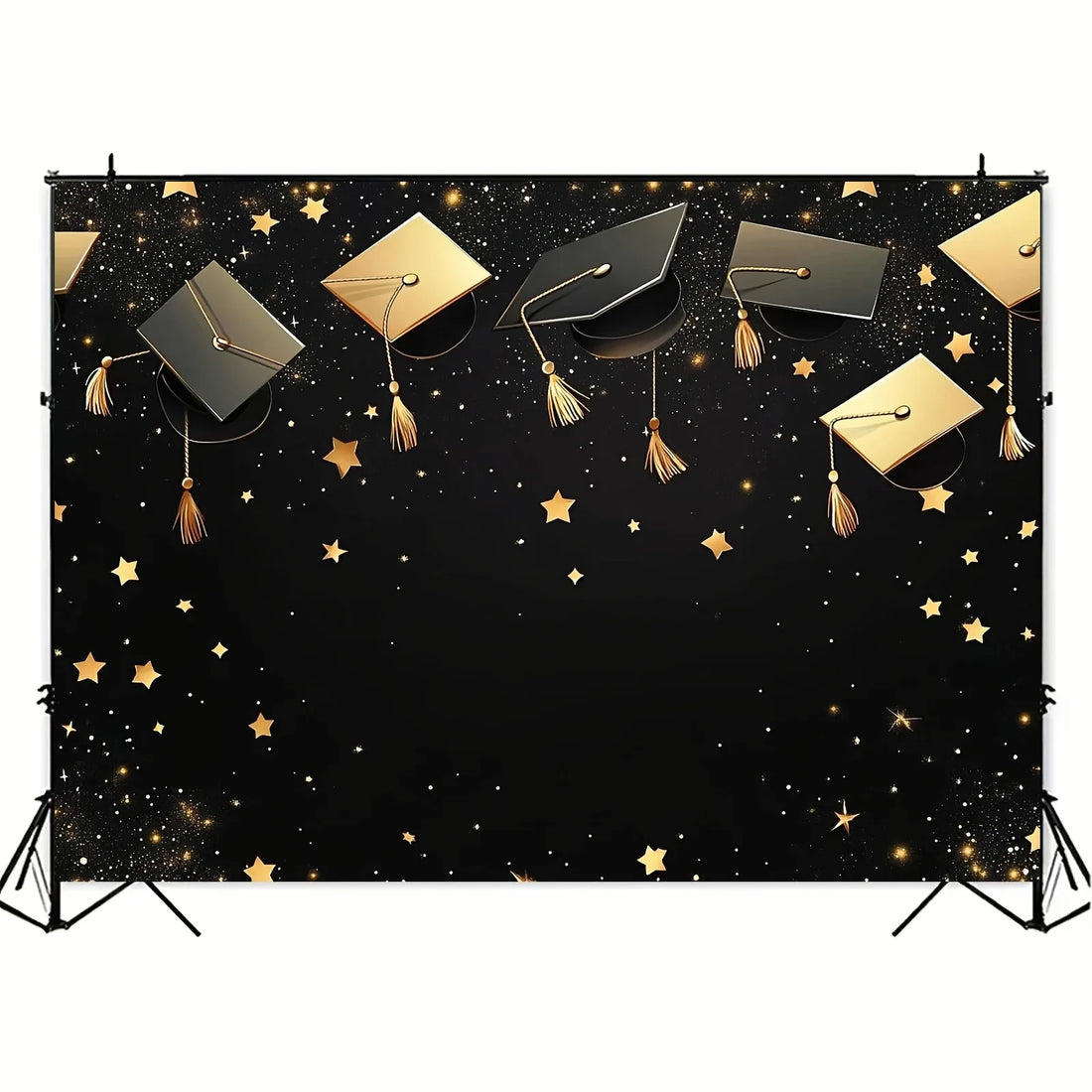1 black bachelor's cap graduation background banner, suitable for graduation parties, with multiple sizes to choose from