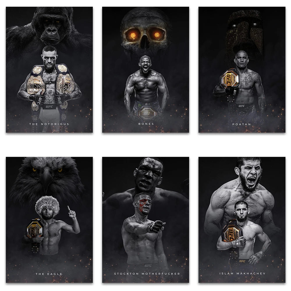 Boxing Fighting Star Canvas Wall Art Print Poster MMA Decorative Painting Modern Home Decor Boxing Sports Lover Gift Unframed