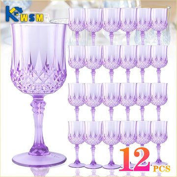 12PCS Plastic Champagne Flutes Shatterproof Reusable Tall Wine Glasses for Wedding Party Outdoor Picnic Drinkware Supplies