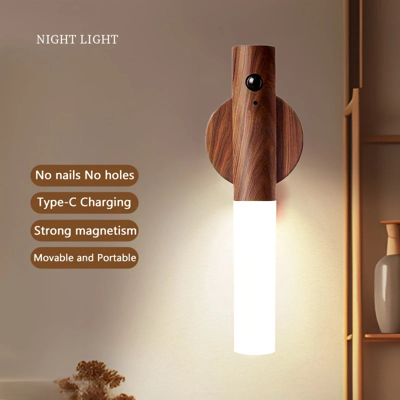 LED Night Light Intelligent Human Body Induction Lamp USB Charging Smart Motion Sensor Wall Lamp Household Toilet Wall Induction