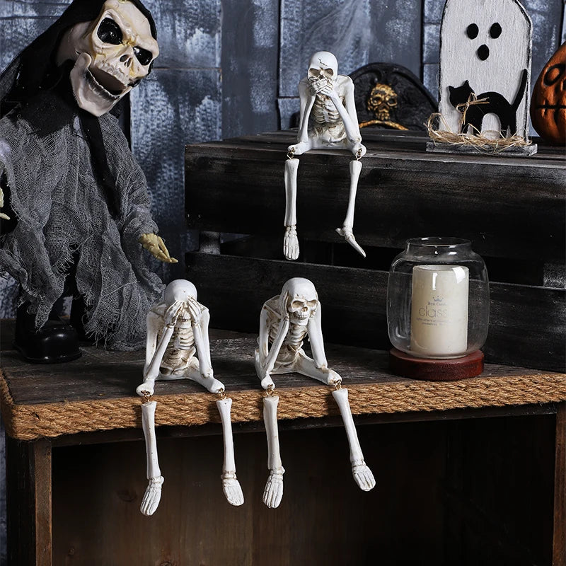 Halloween Product Skull Resin Ornaments Halloween Outdoor Party Courtyard Decoration Props Pastoral Style Skull